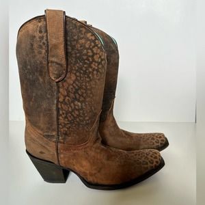 Corral Cheetah Distressed Mid Calf Cowgirl Western Boots